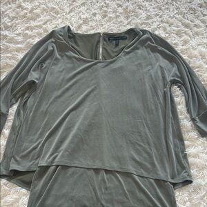 White House Black Market Olive Layered Scoop Neck Tunic